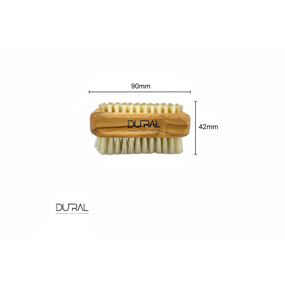 Dural Olive wood hand & nail brush with natural bristles - 6/8 rows 90mm