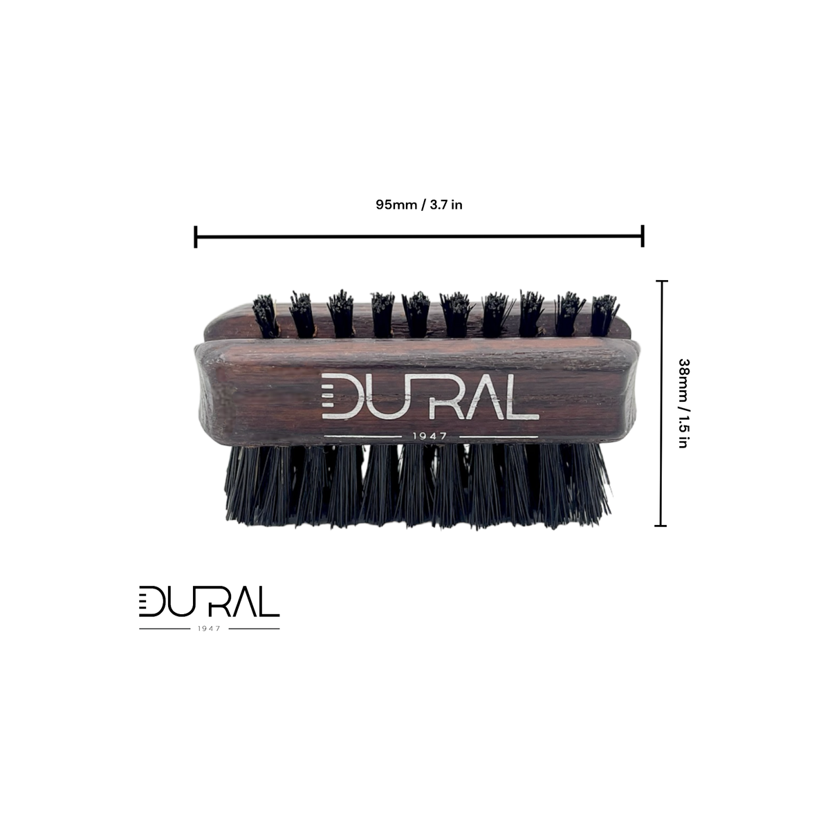 Dural Thermo ash wood travel size nail brush with black natural bristles 95 mm