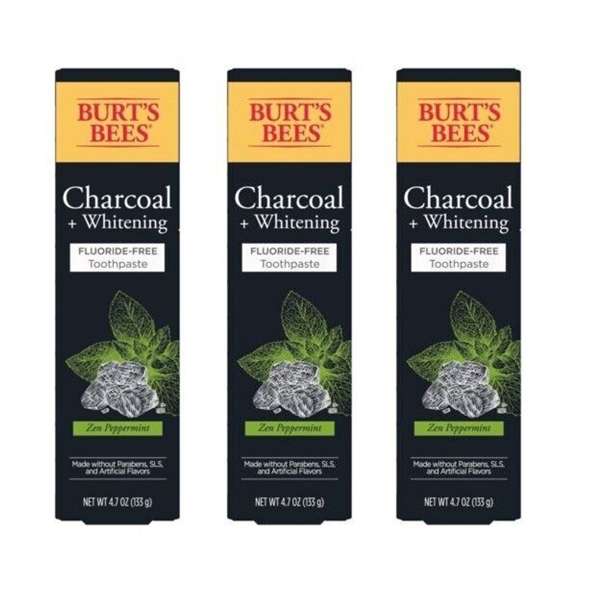 Burt's Bees Toothpaste, Fluoride Free, Zen Peppermint, Charcoal + Whitening 4.7 Oz