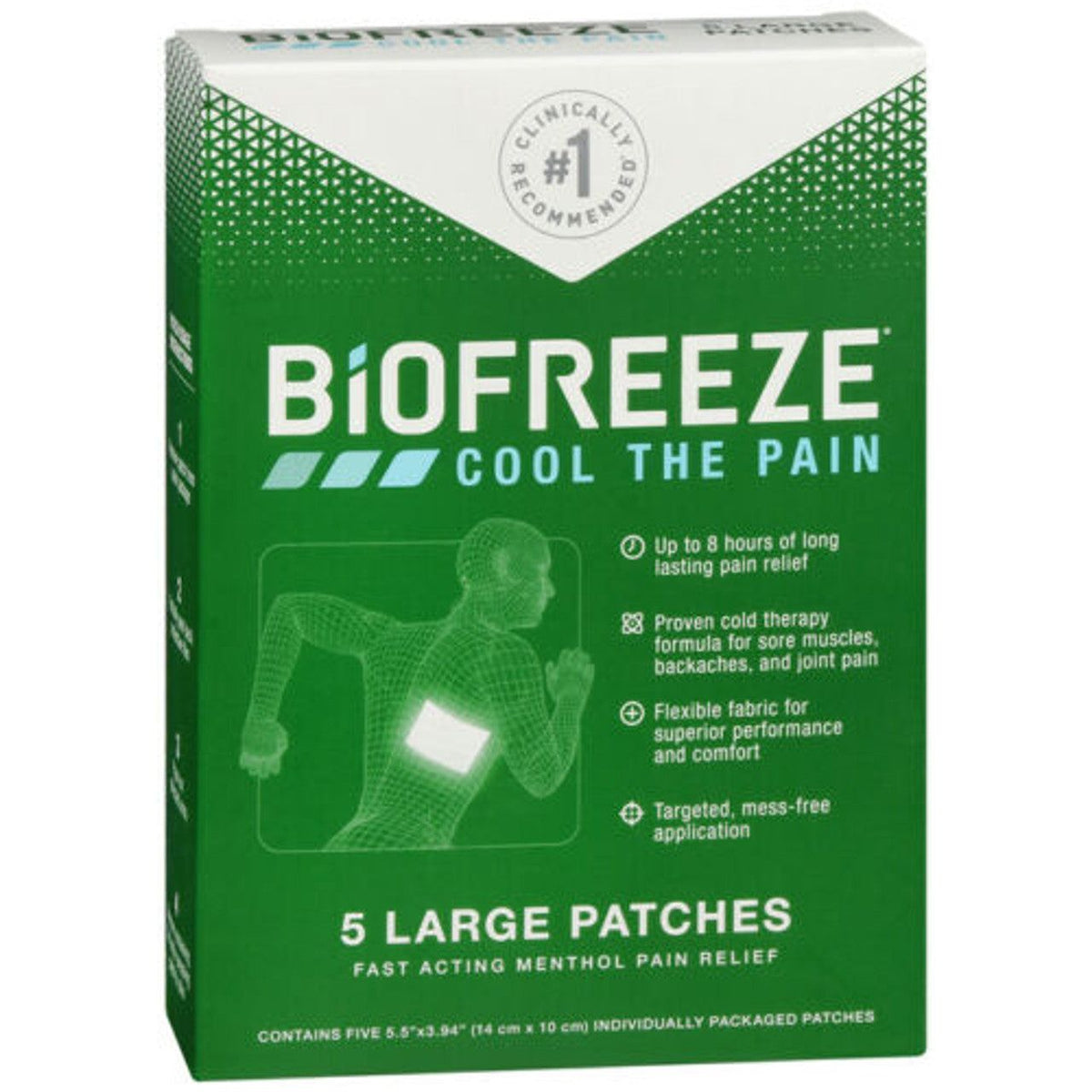 Biofreeze Pain Relief Patch - Large - 5 Count - 5% Menthol Cooling Formula