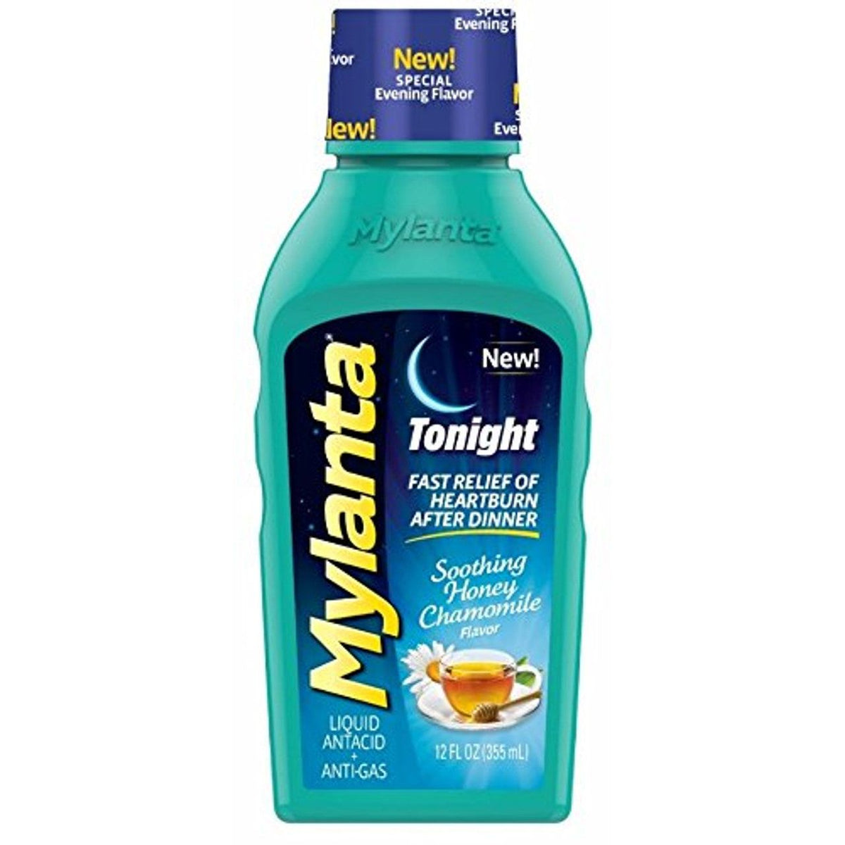 Mylanta Tonight Soothing Honey Chamomile Flavor Liquid Antacid + Anti Gas 12 Fl Oz