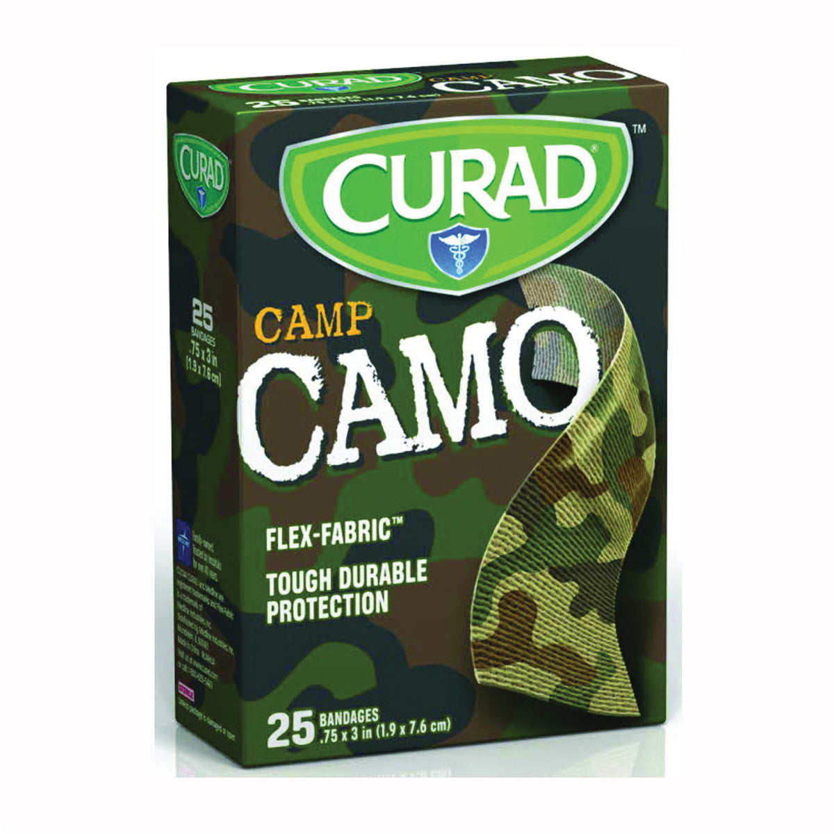 Curad® Camp Camo Flex-Fabric™ Adhesive Bandage, 3/4" x 3", 25-Pack
