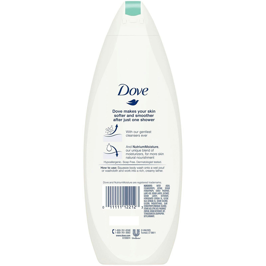 Dove Sensitive Skin Body Wash - 12 oz - Hypoallergenic & Fragrance-Free