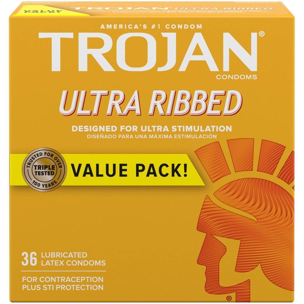 Trojan Ultra Ribbed Lubricated Latex Condoms Value Pack 36 ct