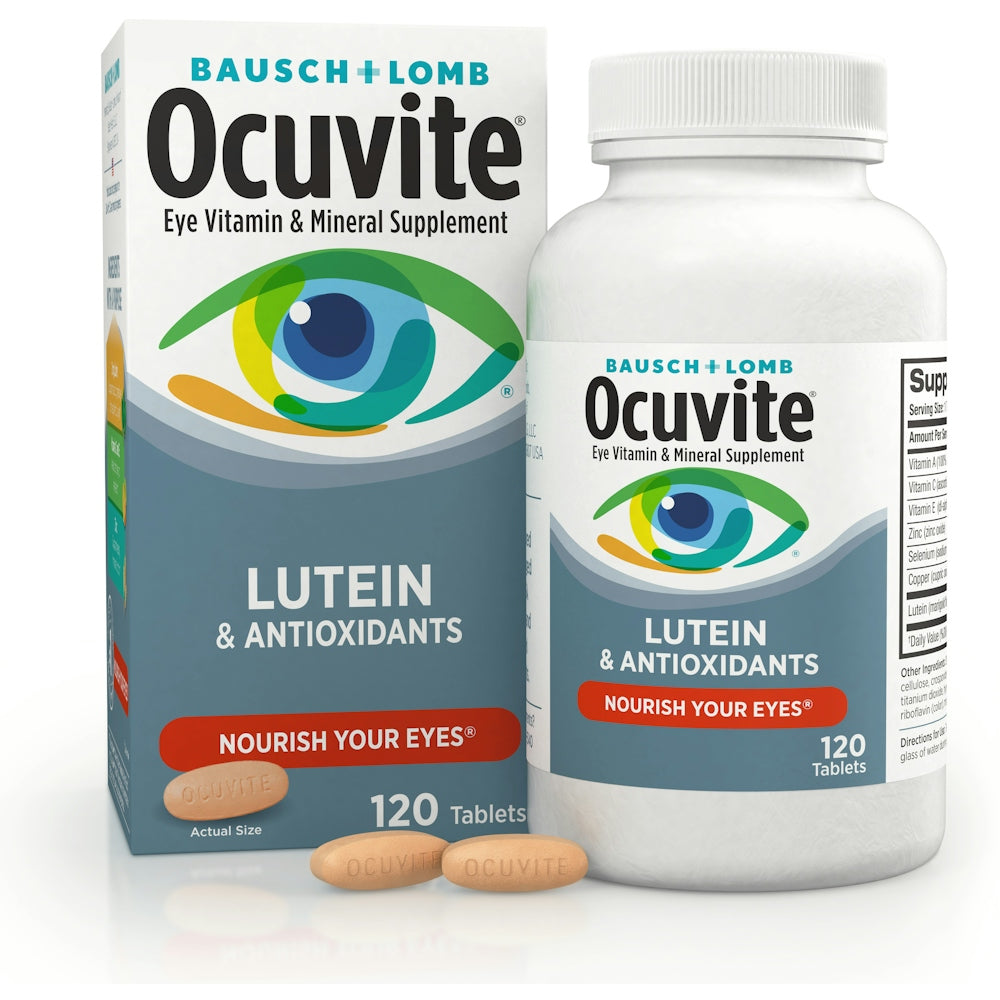 Ocuvite Eye Health Formula with Lutein – Daily Vitamin & Mineral Supplement, 120 ct