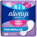Always Thin Daily Panty Liners, Regular, 120/Pack, 6 Packs/Carton