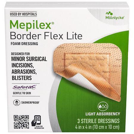 Mepilex Border Flex Lite Flexible, All-In-One Silicone Foam Adhesive Dressing 4"