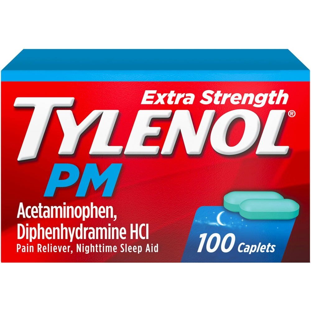 Tylenol PM Extra Strength Nighttime Pain Reliever & Sleep Aid, 100 Caplets