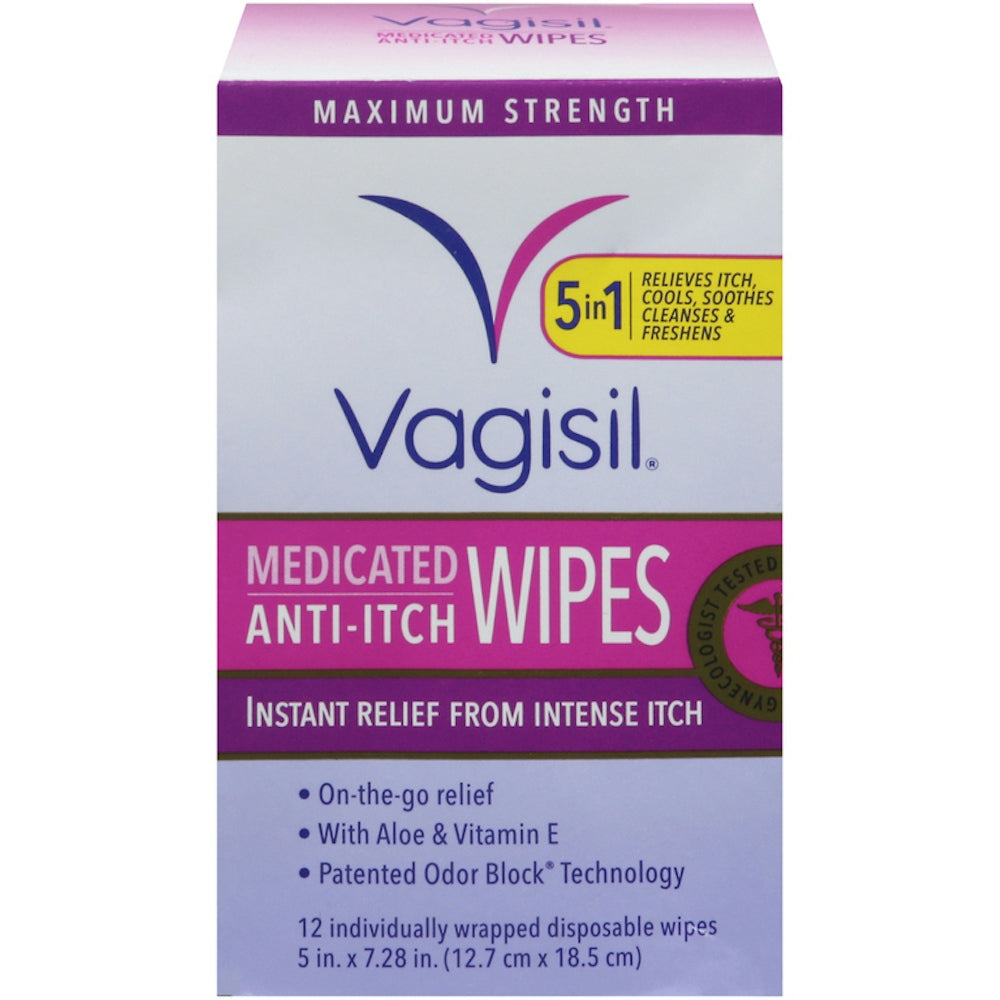 Vagisil® Maximum Strength Medicated Anti-Itch Wipe, 12 EA