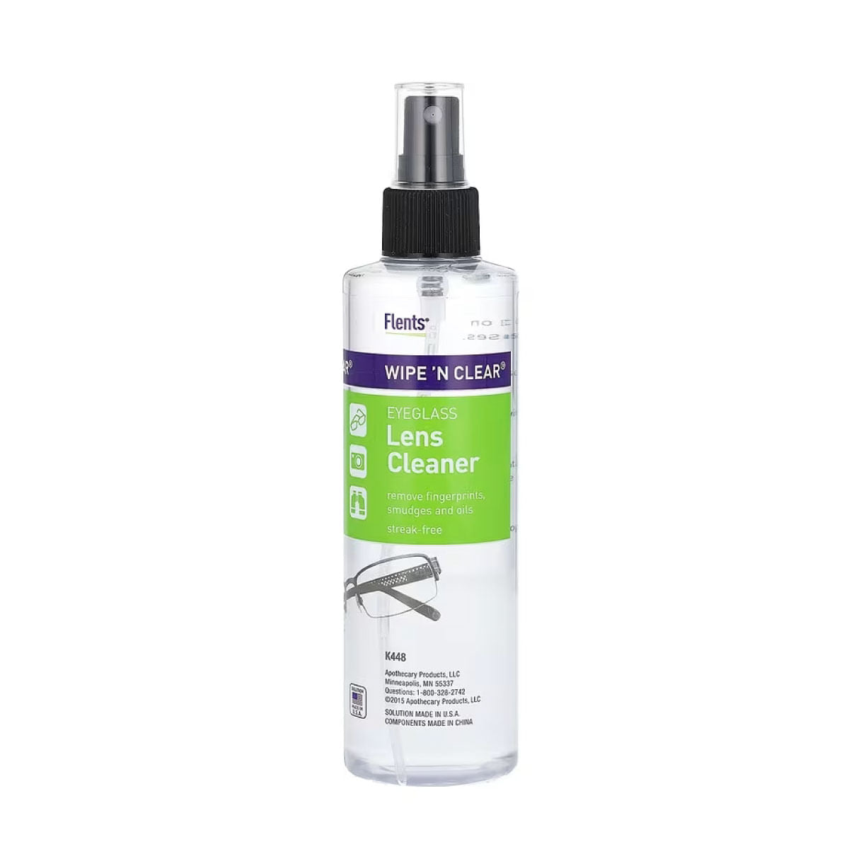 Flents Wipe 'N Clear, Lens Cleaner, Eyeglass, 8 Fl Oz