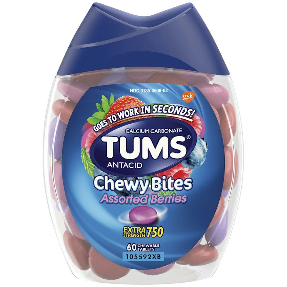 Tums® Chewy Bites 750 mg Extra Strength Assorted Berries Chewable Tablet, 60 EA
