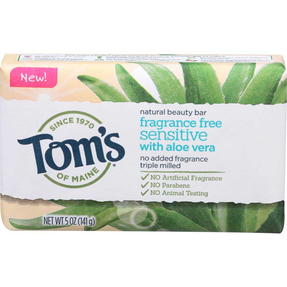 Tom's of Maine Natural Beauty Bar Soap With Aloe Vera, Fragrance Free, 5 Oz