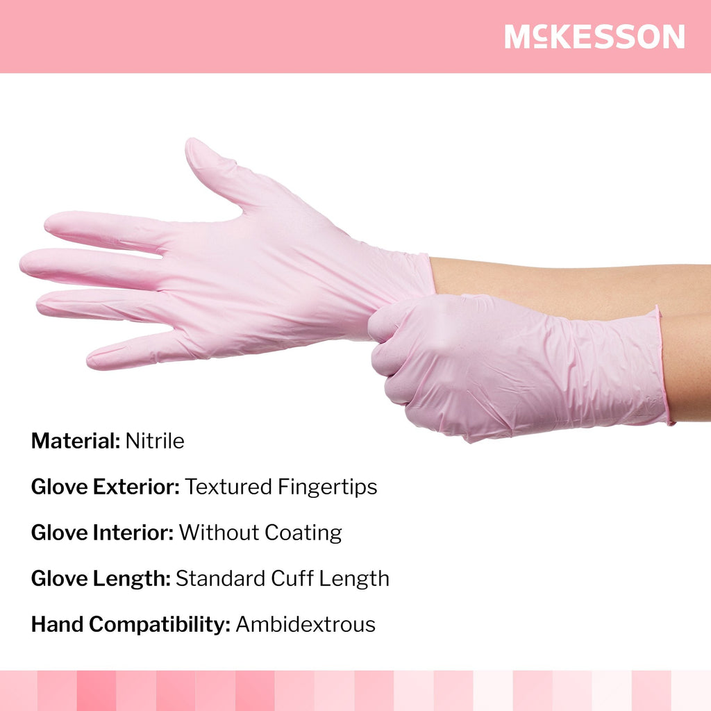 McKesson Pink Nitrile® Exam Glove, Small 14-6NPNK2