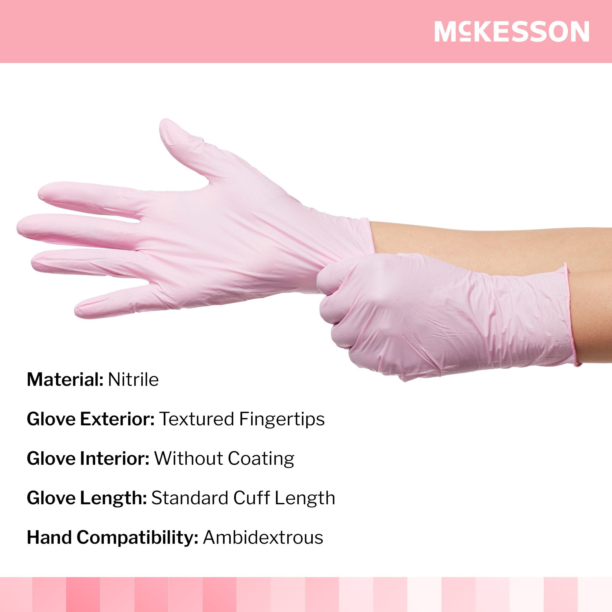 McKesson Pink Nitrile® Exam Glove, Small 14-6NPNK2