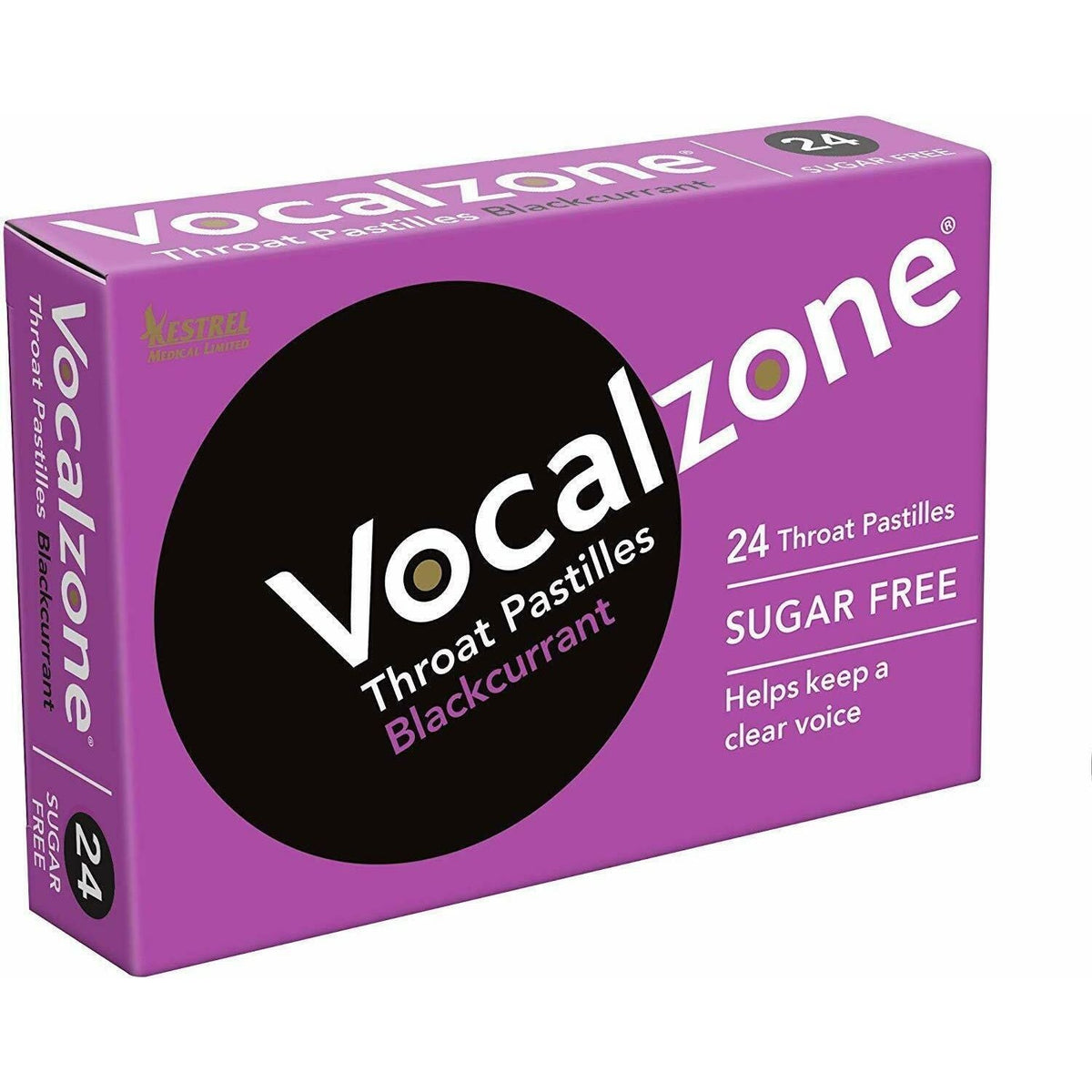 Vocalzone Throat Pastilles Blackcurrant Sugar Free 24 Pastilles
