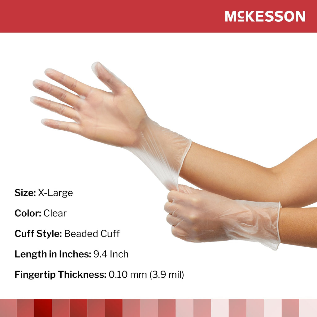 McKesson Vinyl Exam Glove, Extra Large, Clear 14-120