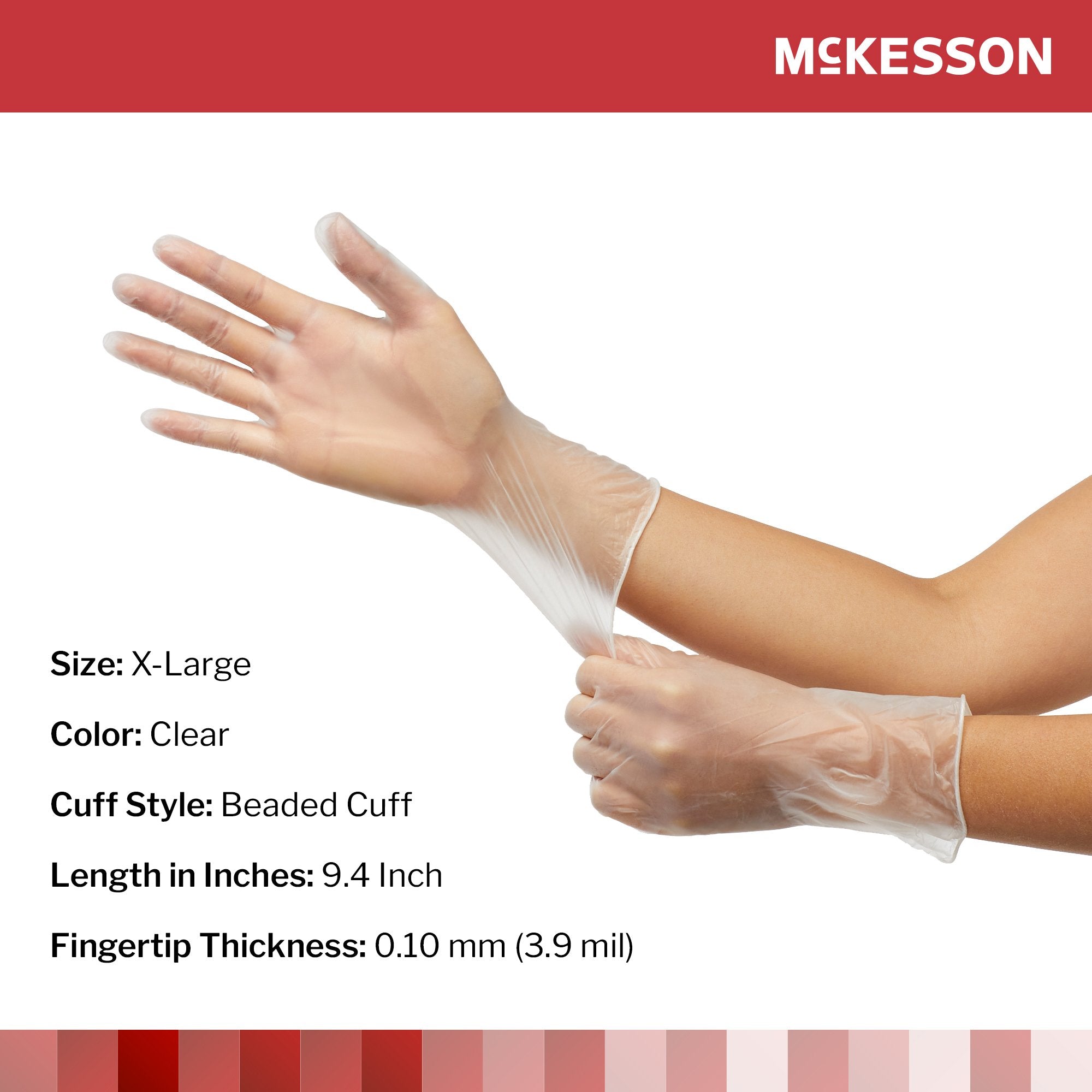 McKesson Vinyl Exam Glove, Extra Large, Clear 14-120