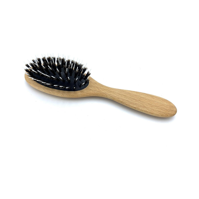 Dural Hair Brush For Styling & Care Rubber Cueshion Wild Boar Bristles + Styling Pins Beech Wood