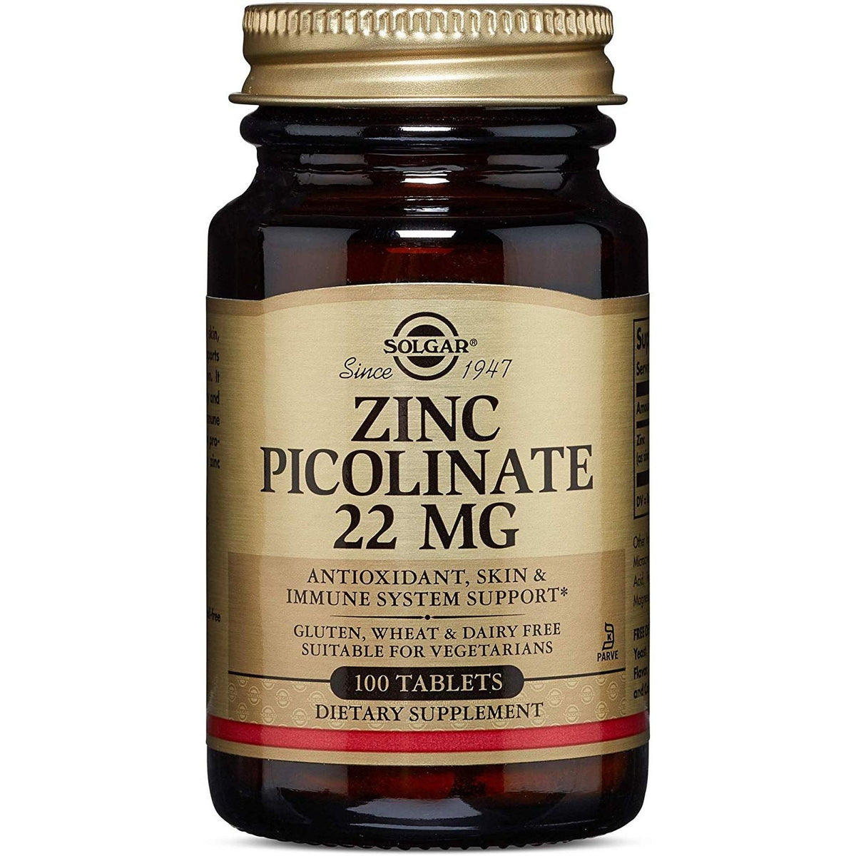 Solgar Zinc Picolinate, 22 Mg, 100 Tablets
