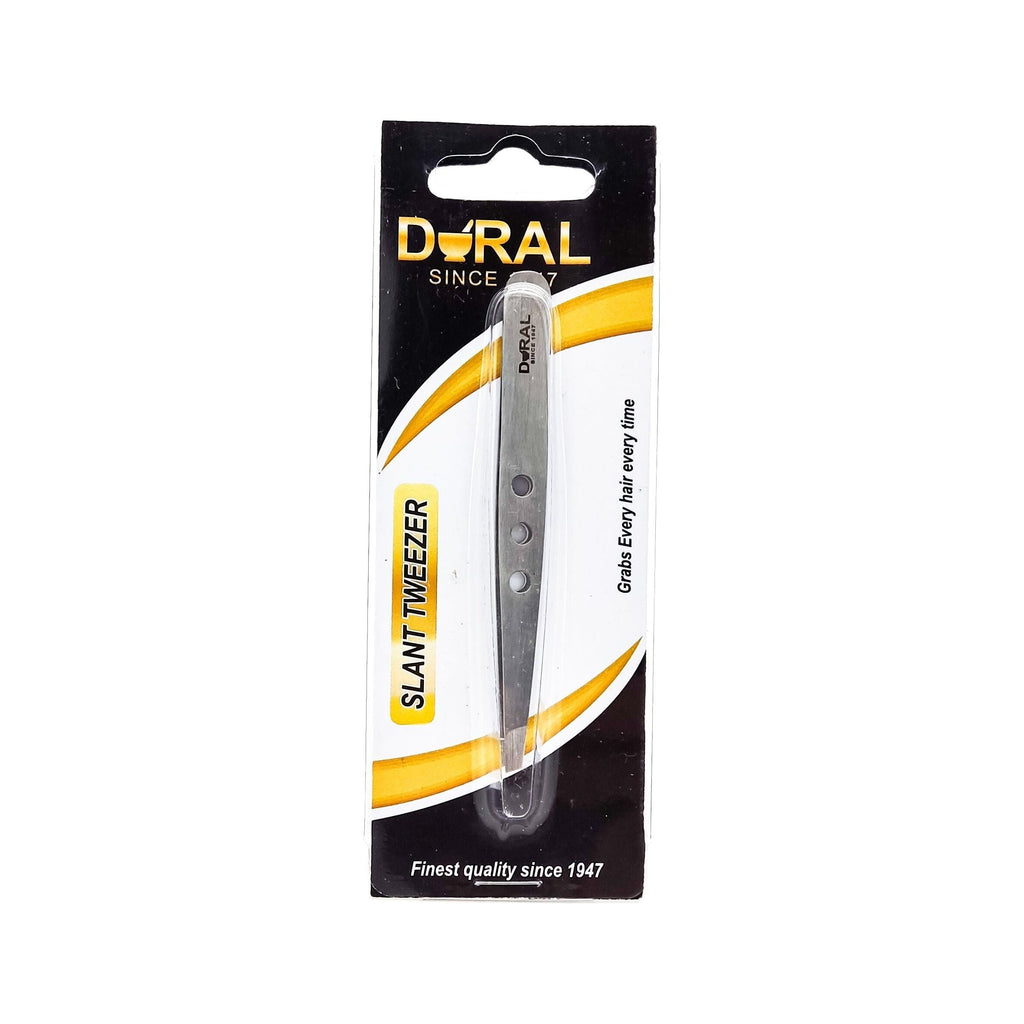 Dural Slant Tweezer Classic Triple Dots Silver