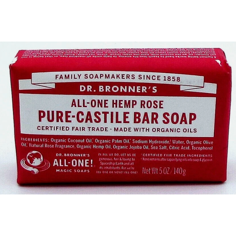 Dr. Bronner's Pure Castile Soap Bar Rose 5 oz