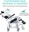 Reclining Shower Chair with Wheels - Commode Wheelchair for Seniors, Disabled, Bariatric & Handicap - Padded Transfer Rolling Chairs with Arms - Portable & Waterproof - Extra Wide Seat