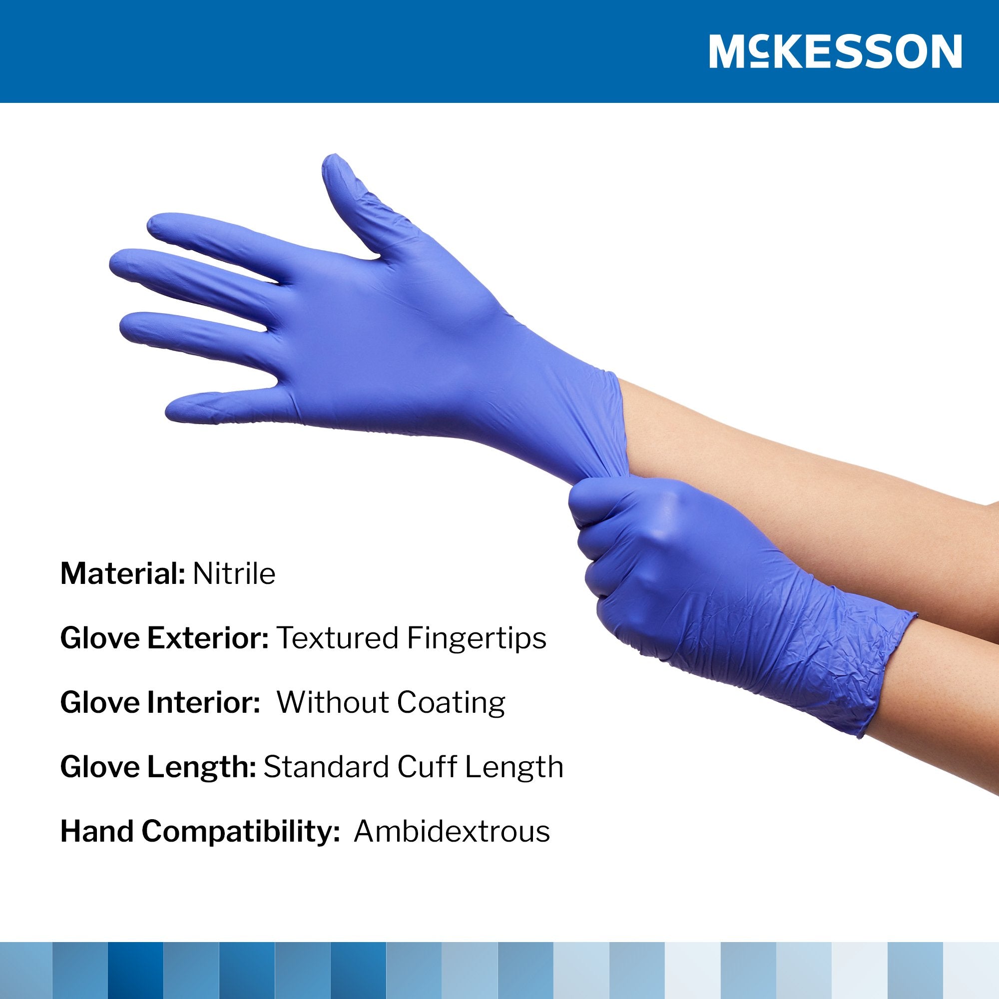 McKesson Confiderm® 3.0 Nitrile Exam Glove, Medium, Blue 14-6N34EC